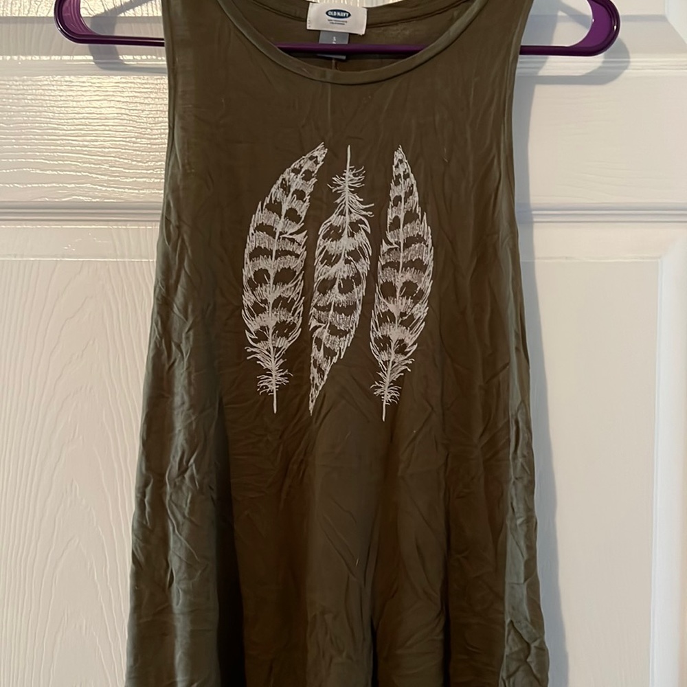 Old navy S olive green feather tank